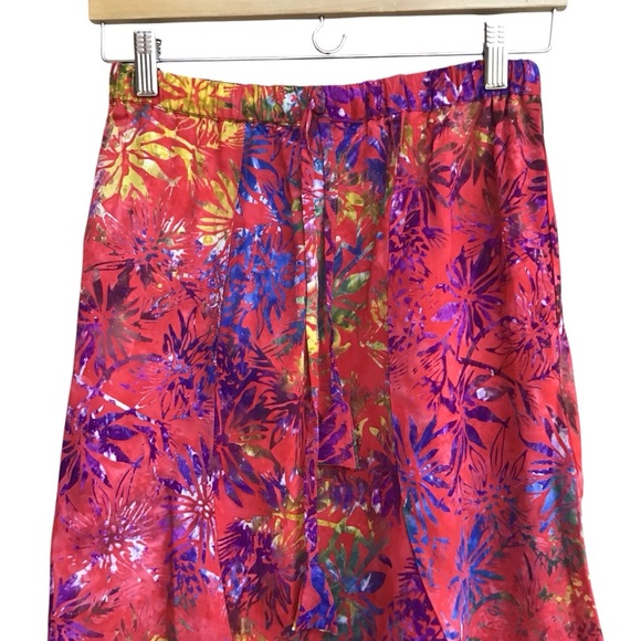 Tropical Vibrations Handmade Tie Dye Tropical Ruffle Midi Skirt Size XS NEW - Picture 3 of 5